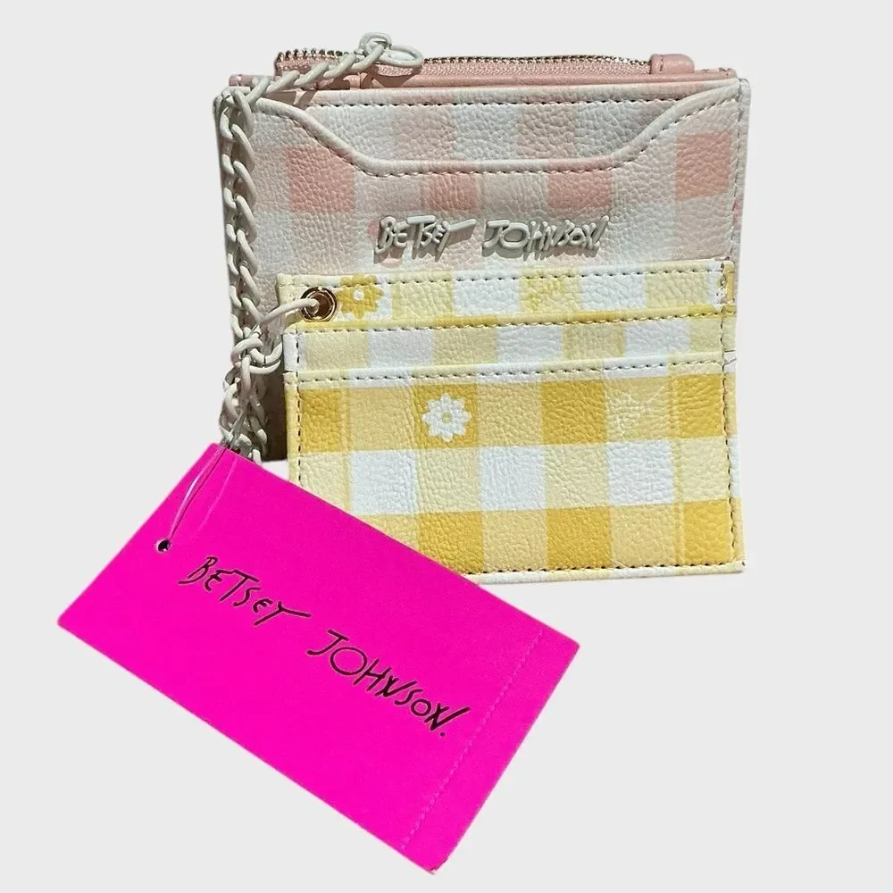 Betsey Johnson 2 Piece Gingham Wallet & Card Holder Set NWT